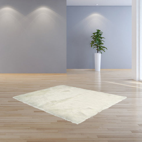 2' X 3' Black Faux Sheepskin Animal Print Washable Area Rug